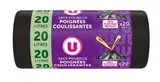 Sacs poubelle 100% recyclés liens coulissants, U (20 x 20L)