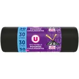 Sacs poubelle 100% recyclé liens coulissants, U (20 x 30 L)