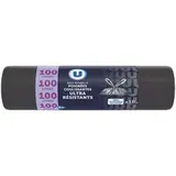 Sacs poubelle ultra résistants 100% recyclé liens coulissants, U (10 x 100 l)