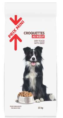 Croquettes au bœuf pour chien adulte, Prix Mini (15 kg)