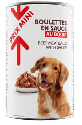 Boulettes en sauce pour chien au  bœuf, Prix Mini (1.25 kg)