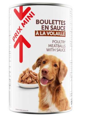 Boulettes en sauce volaille chien, Prix Mini (1.25 kg)