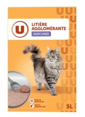 Litière minérale agglomérante parfumée pour chat, U (5 L)