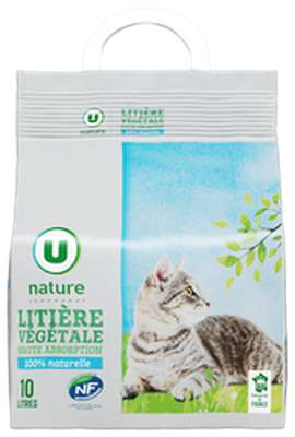 Litière végétale pour chat haute absorption, U Nature (10 L)
