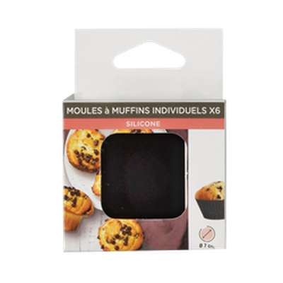 Moules à muffin individuels en silicone, U MAISON (x 6)