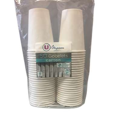 Gobelet en carton 20 cl, U MAISON (pack de 50)