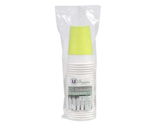 Gobelet en carton 20 cl vert, U MAISON (x 25)