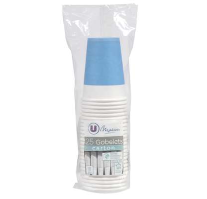 Gobelet en carton 20 cl turquoise, U MAISON (x 25)