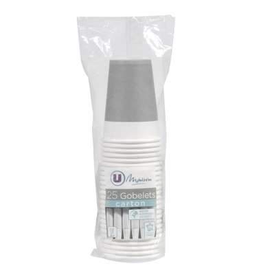 Gobelet en carton 20 cl gris, U MAISON (x 25)