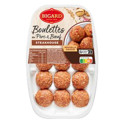 Boulettes Steakhouse au boeuf et porc, Bigard (x 15, 375 g)