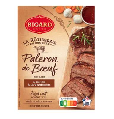Paleron de boeuf cuit et son jus à la vigneronne, Bigard (400 g)