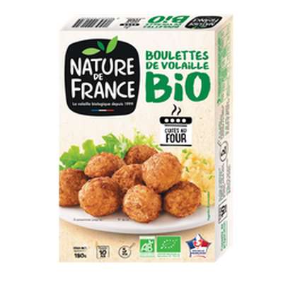 Boulettes de volaille BIO, Nature de France (180 g)