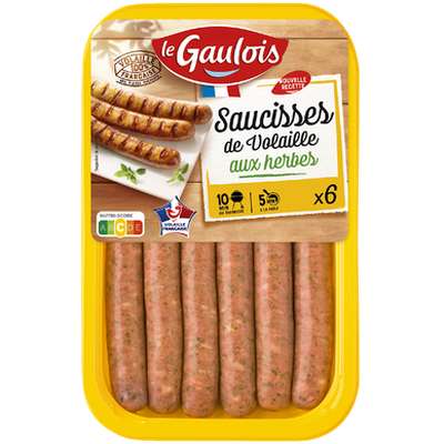 Saucisse de volailles aux herbes, Le Gaulois (x 6, 300 g)