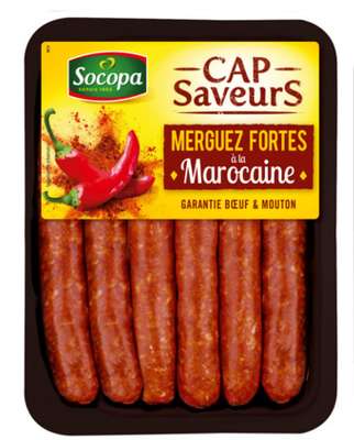 Merguez fortes boeuf/mouton à la marocaine, Socopa (x 6, 330 g)