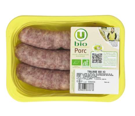 Saucisse de Toulouse BIO, U BIO (x3, 300 g)