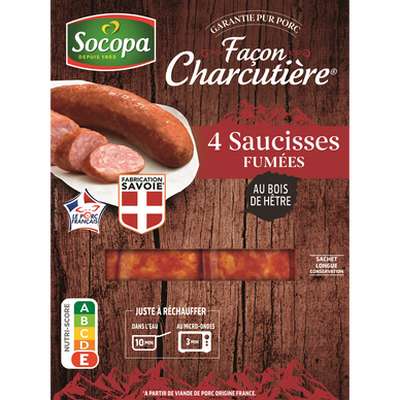Saucisses de porc fumées, Socopa (x 4, 320 g)
