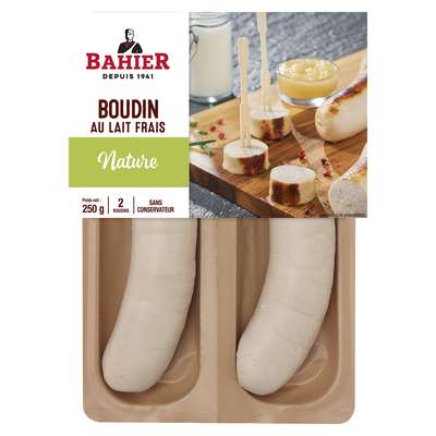 Boudin blanc nature 100% porc, Bahier (2 x 125 g)