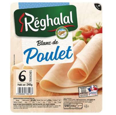 Blanc de poulet halal, Reghalal (6 tranches, 240 g)