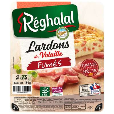 Lardons de volaille fumés Halal, Reghalal (2 x 75 g)
