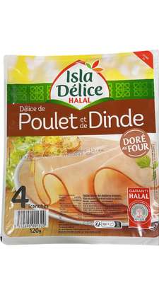 Délice de poulet et de dinde doré au four halal, Isla Delice (4 tranches, 120 g)