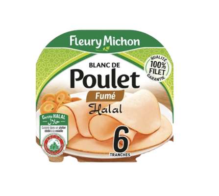 Blanc de poulet fumé halal, Fleury Michon (6 tranches, 180 g)