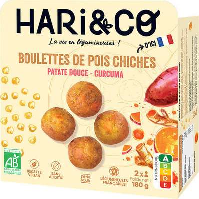 Boulettes de pois chiches, patate douce et curcuma, Hari&Co (180 g)