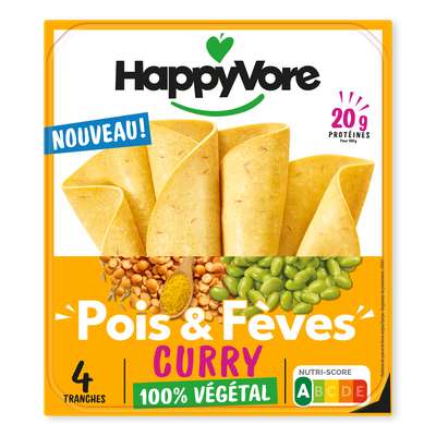 Tranches pois et fèves au curry, HappyVore (120 g)