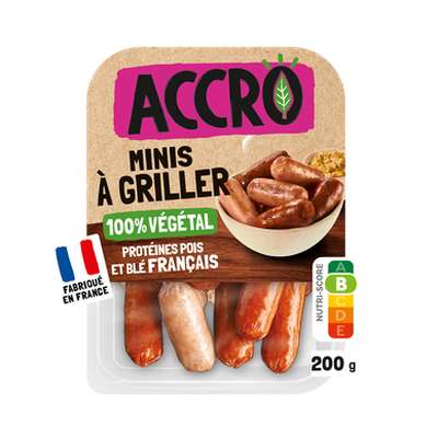 Minis saucisses et merguez à griller 100% végétal, Accro (200 g)