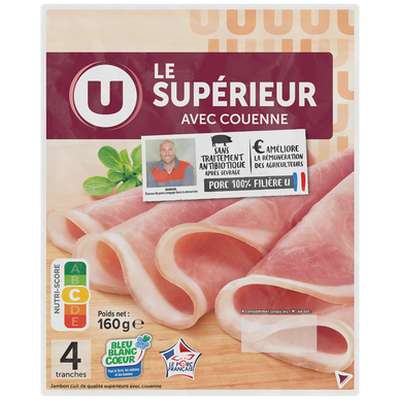 Jambon supérieur avec couenne, U (x 4, 160g)