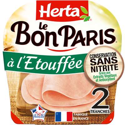 Jambon Le Bon Paris sans nitrite, Herta (2 tranches, 70 g)