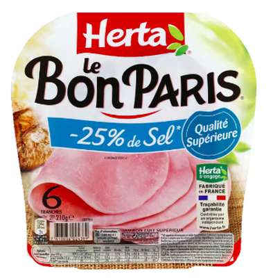 Jambon Le Bon Paris -25% Sel, Herta (6 tranches, 210 g)