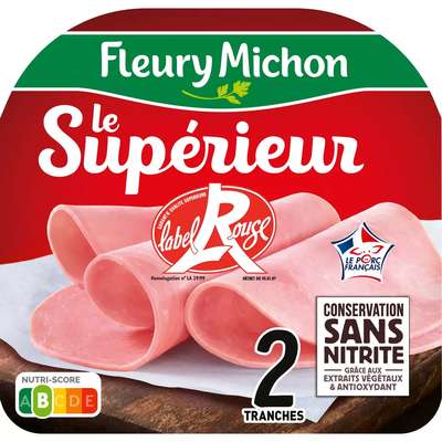 Jambon Le Supérieur Label Rouge sans nitrite, Fleury Michon (2 tranches, 80 g)