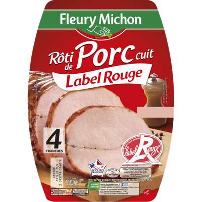 Rôti de porc supérieur cuit label rouge, Fleury Michon (4 tranches, 160 g)