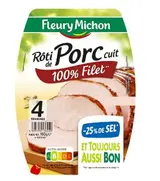 Rôti de porc cuit -25% de sel, Fleury Michon (4 tranches, 160 g)