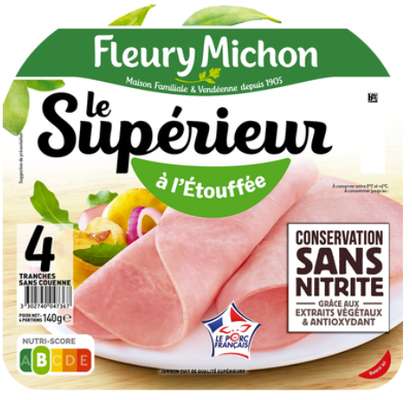 Jambon Le Supérieur sans nitrite, Fleury Michon (4 tranches, 140 g)