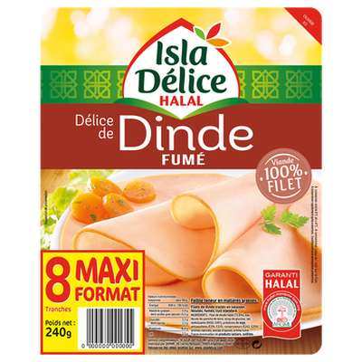 Délice dinde fumé halal, Isla Delice (x 8 tranches, 240 g)