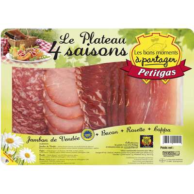Plateau 4 saisons Jambon de Vendée Saucisson Sec Coppa Noix Vendée, Petit Gas (300 g)