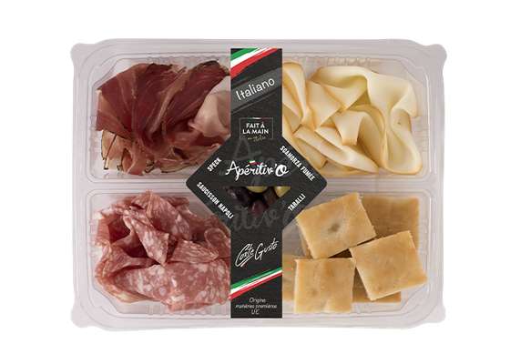 Plateau apéritif Italiano charcuterie fromage et focaccia, Aperitiv'o (130 g)