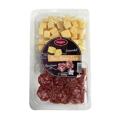 Apéro duo saveur Francais emmental et saucisson sec, Gourmets (200 g)