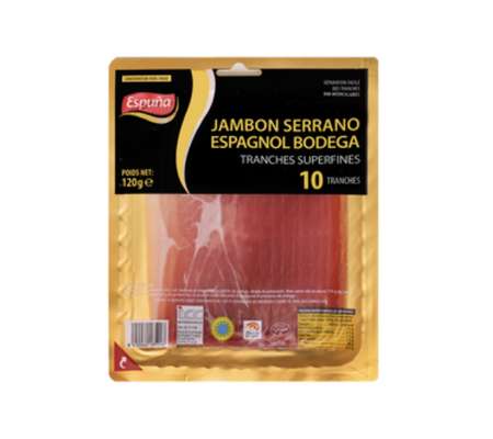 Jambon Serrano tranches superfines, Espuna (x 10 tranches, 120 g)