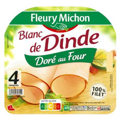 Blanc de dinde doré au four, Fleury Michon (4 tranches, 160 g)