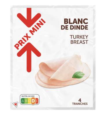 Blanc de dinde, Prix Mini (x 4 tranches, 180 g)