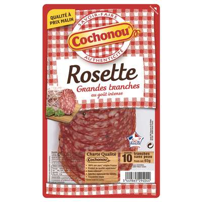 Grandes tranches de Rosette qualité supérieure, Cochonou (10 tranches, 93 g)