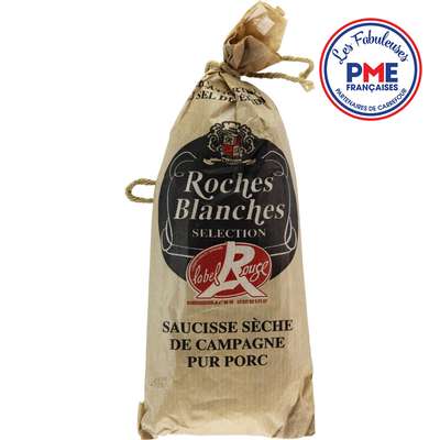 Saucisse sèche pur porc Label Rouge, Roches Blanches (200 g)