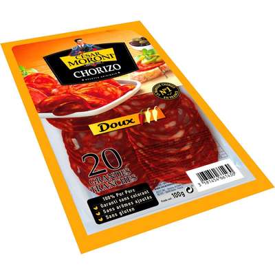 Chorizo doux grandes tranches, Cesar Moroni (20 tranches, 100 g)