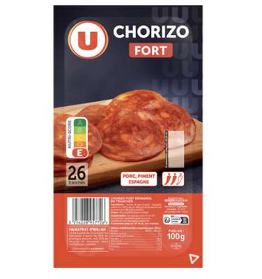 Chorizo fort en tranches, U  (100 g)