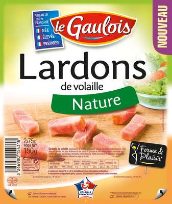 Lardons de volaille nature, Le Gaulois (2 x 75 g)