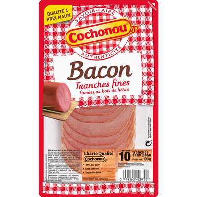 Bacon fumé, Cochonou (10 tranches, 100 g)