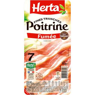 Poitrine Fumée tranches fines, Herta (7 tranches, 100 g)