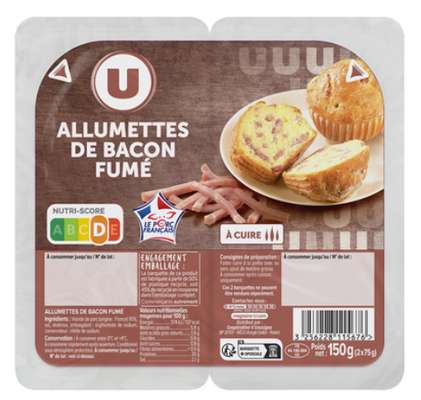 Allumettes de bacon fumé vpf, U (2 x 75 g)